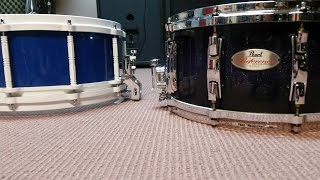 Pearl Reference and Pearl brass snare  Testing out different heads [upl. by Greenlee844]