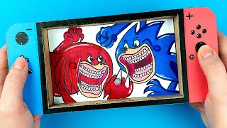 SHIN KNUCLES VS SHIN SONIC TAPES in Cardboard Game Nintendo [upl. by Inahpets]