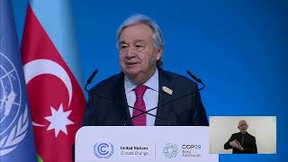 Pay up or face climateled disaster warns UN chief at COP29  REUTERS [upl. by Attelocin]