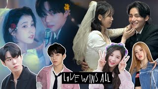 Kpop idols reaction to IU amp taehyung love wins all [upl. by Matteo]