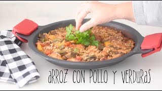 Arroz con pollo y verduras en paella [upl. by Hobie]