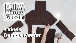 Transformation sewing hacks makeover DIY Craft 3 goods from a sweater Knitted shirts refashion [upl. by Elauqsap]