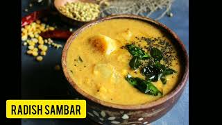 RADISH SAMBAR RECIPE  ARACHUVITTA MULLANGI SAMBAR [upl. by Kerman]