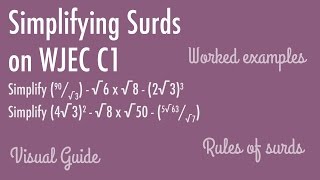 C1 Simplifying Surds  ALevel WJEC Maths [upl. by Nivle]