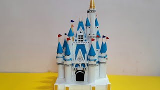 Disney World Castle model making  How to make miniature Disneyland Disney model for school project [upl. by Rratsal]