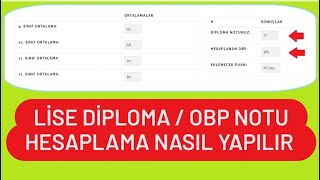 LİSE DİPLOMA NOTU HESAPLAMA NASIL YAPILIR  LİSE OBP HESAPLAMA [upl. by Caia]