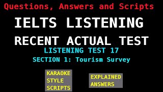 IELTS Listening Recent Actual Tests  Test 17  Section 1 Tourism Survey [upl. by Neyrb]