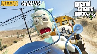 GTA 5 MODS  RICK amp MORTY  HMS VICTORY  HOVER BIKE  Funny Moments [upl. by Luane]