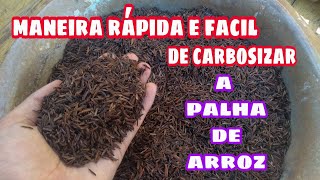 como carbonizar a palha de arroz fácil e rápido [upl. by Eidas]