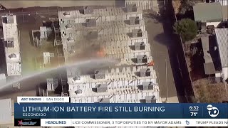 Crews continue to battle fire at battery storage facility in Escondido [upl. by Alius]