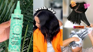 Wash Day💧 Transforming My Dry Damaged Hair with Amika  Natural 4B 4C Hair [upl. by Carina]