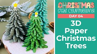 3D Paper Christmas Trees 🎁 Day 04 Christmas Craft Countdown 2024 [upl. by Cuhp]