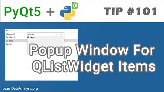 Create a popup Window for a QListWidget item in PyQt5 [upl. by Stallworth]