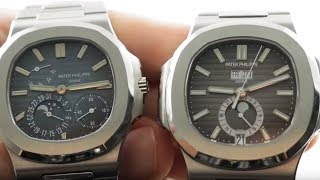 Patek Philippe Nautilus vs Nautilus 57121A001 Moonphase vs Annual Calendar 57261A001 [upl. by Llehsyt]