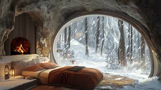 Fell Asleep in 5 Minutes Winter Fireplace and Blizzard Sounds for Deep Sleep and NO Insomnia [upl. by Acirred]