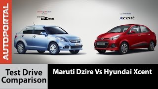 Hyundai Xcent Vs Maruti Suzuki Swift Dzire Comparison Review  Autoportal [upl. by Anyd792]