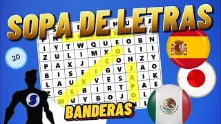 SOPA DE LETRAS  ADIVINA Y ENCUENTRA EL PAIS POR SU BANDERA [upl. by Taryne613]