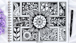 11 Beautiful Zentangle Flower Art  How To Draw Zentangle Flower Art For Beginners [upl. by Inez]