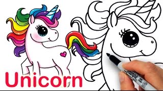 How to Draw a Cartoon Unicorn Farting Easy and Cute [upl. by Kyd]