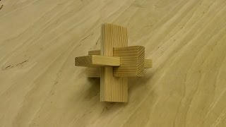 Three Piece Cross Knot  Wooden Puzzle [upl. by Ynotna81]