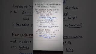 Differentiate between DECLARATIVE and PROCEDURAL Memory Class 11 PSYCHOLOGY Ch7 Human MEMORY [upl. by Harhay]