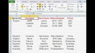 Mehrsprachige Tabelle mit Excel Teil 3 Sverweis [upl. by Kensell]