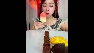 Asmr eating ice cream two flavor Crispy delicious short video [upl. by Lawtun315]