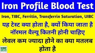 Iron Profile Blood Test In Hindi Normal Range Iron TIBC Ferritin Transferrin Saturation UIBC [upl. by Eymaj]