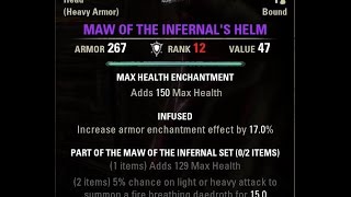 Elder Scrolls Online Undaunted Gear Maw of the Infernal [upl. by Airdnna537]