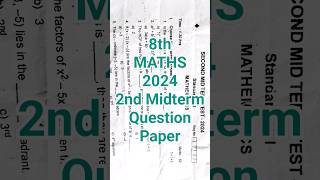 8th Maths 2nd Mid term 2024 Question Paper  Dist Kanchipuram amp Thiruvallur  Class 8 Maths 8th [upl. by Odlaumor]