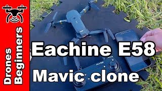 Eachine E58 720P Folding FPV Camera Drone Review Test in English [upl. by Attennot]