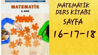 6SINIF MATEMATİK DERS KİTABI SAYFA 161718  6SINIF MATEMATİK MEB YAYINLARI [upl. by Furtek]