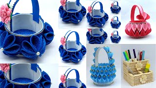 Home Decoration craft  How to Make Paper Basket  Decorate With Me  DIY Handmade Crafts [upl. by Siryt9]