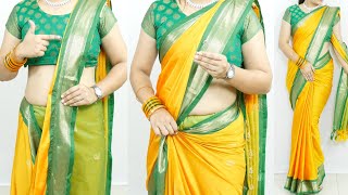 Pure paithani silk saree draping style to look elegant  festival saree draping style saree draping [upl. by Esinereb307]