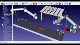 Conveyor Simulation with 2 robots  RoboDK [upl. by Strawn]