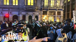 Police injured and 40 people arrested at proPalestine protest in London [upl. by Ahsotal]