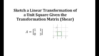 Sketch a Linear Transformation of a Unit Square Given the Transformation Matrix Shear [upl. by Yeoz]