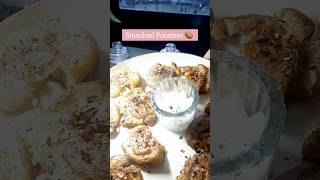 Smashed Potatoes 🥔 😋 Yummiest and easiest Potato snack food recipe shorts viralfood sidedishes [upl. by Aninaig]