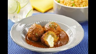 Albóndigas al Chipotle Rellenas de Queso  Cómo hacer albóndigas [upl. by Aerdnad]