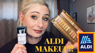 ALDI MAKEUP REVIEW NECTAR EYESHADOW PALETTE 599 amp PORE MINIMIZING PRIMER 399  DUPE MAKEUP [upl. by Hashim]