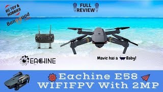 Eachine E58 REVIEW amp FLIGHT TEST of this baby Mavic pocket drone [upl. by Ikoek]