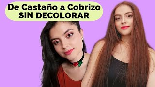 DE CASTAÑO A COBRIZO SIN DECOLORAR  Cabello cobrizo en casa  Verónica Alexandra [upl. by Yesdnik]