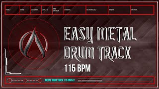 Easy Metal Drum Track 115 BPM HQHD [upl. by Krys]