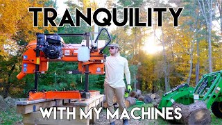 Sawmilling in Autumn Tranquility with machines Woodmizer LX25 [upl. by Atnahc]