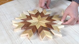 Making Colorful Wood Wall Art  Making Quilt Inspired Table Out of Salvaged Wood [upl. by Tice]