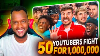 50 YouTubers Fight For 1000000  SomaliGamer to MrBeast [upl. by Nyladnor974]