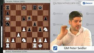 AnandCaruana  Svidlers Norway Chess 2018 Game of the Day [upl. by Land723]