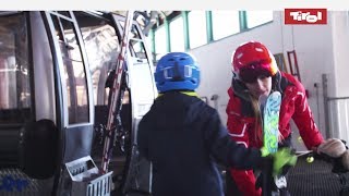 Gondola ski lift with kids  top tips  Kid ski lift Tyrol [upl. by Anaeerb]