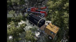 BeamNG  Jerr Dan 5060 ALFA Recovering stuck Flatbed from cliff side [upl. by Sirkin]