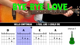 BYE BYE LOVE  The Everly Brothers  Guitar play along on acoustic guitar with chords amp lyrics [upl. by Atiekan612]